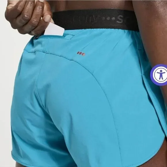 Saucony outpace 2.5" split short turquoise medium - Picture 3 of 8
